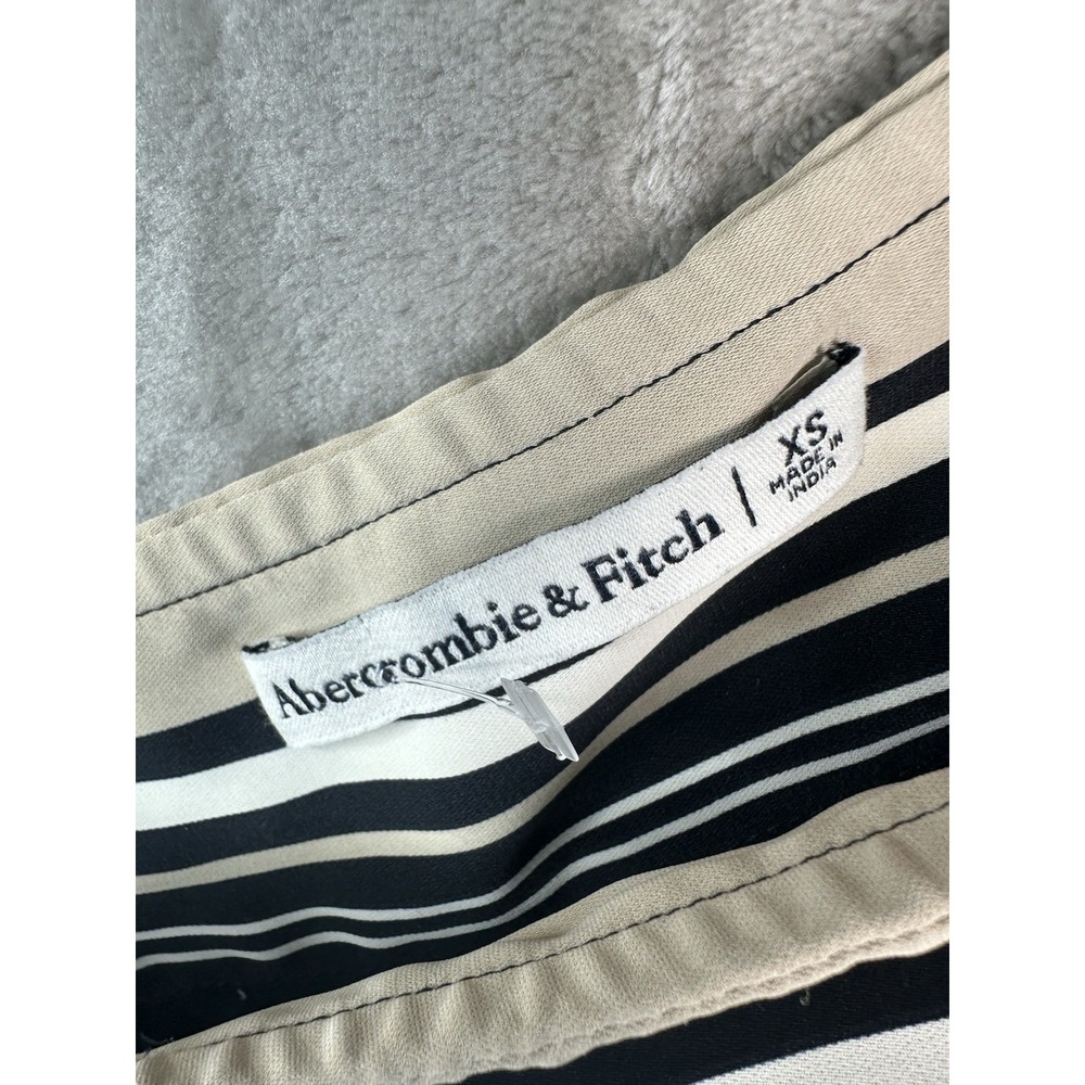 Abercrombie & Fitch Womens XS One Shoulder Tie Scarf Maxi Dress Black Beige - Picture 3 of 15